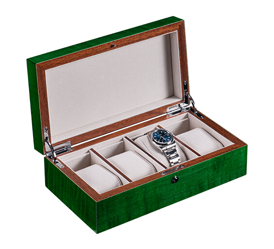 4只装绿色虎斑钢琴烤漆手表盒